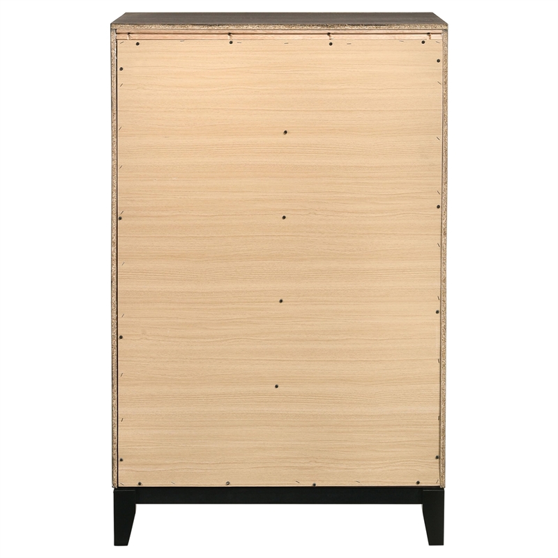 Pemberly Row Mid-Century 5-Drawer Bedroom Chest in Grey Oak Finish