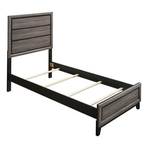Pemberly Row 56-Inch Transitional Wood Twin Panel Bed in Gray Oak