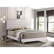 Pemberly Row Glam Upholstered California King Panel Bed in White