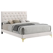 Pemberly Row Glam Upholstered California King Panel Bed in White