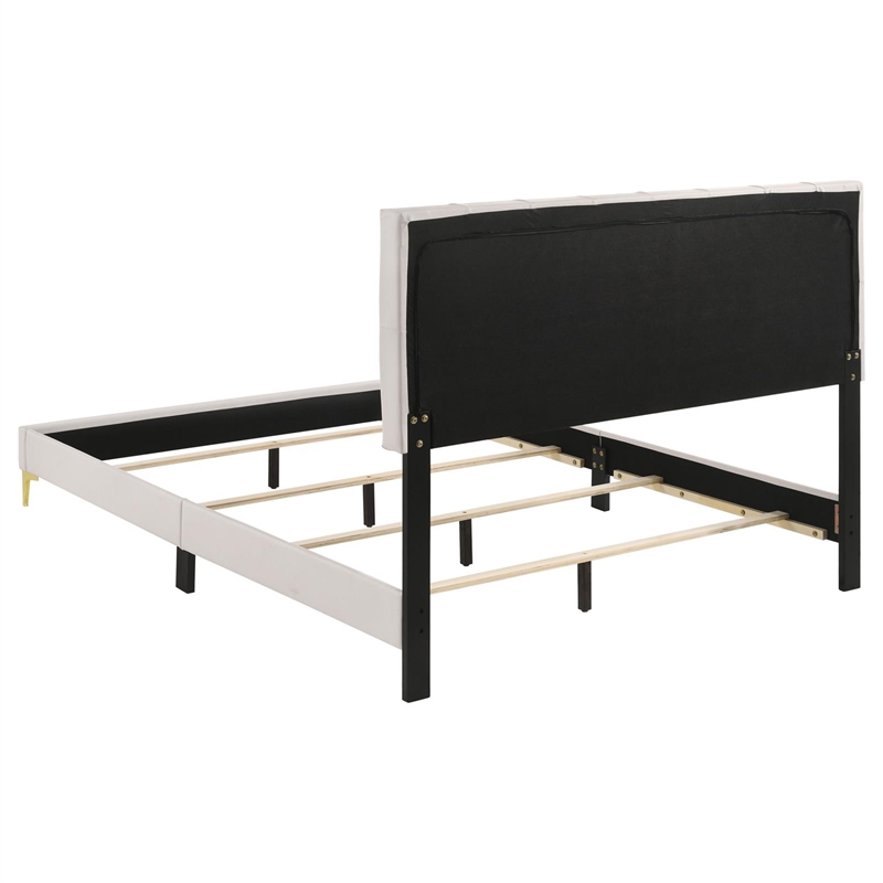 Pemberly Row Glam Upholstered California King Panel Bed in White