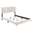 Pemberly Row Glam Upholstered California King Panel Bed in White