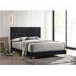 Pemberly Row Glam Upholstered California King Panel Bed in Black