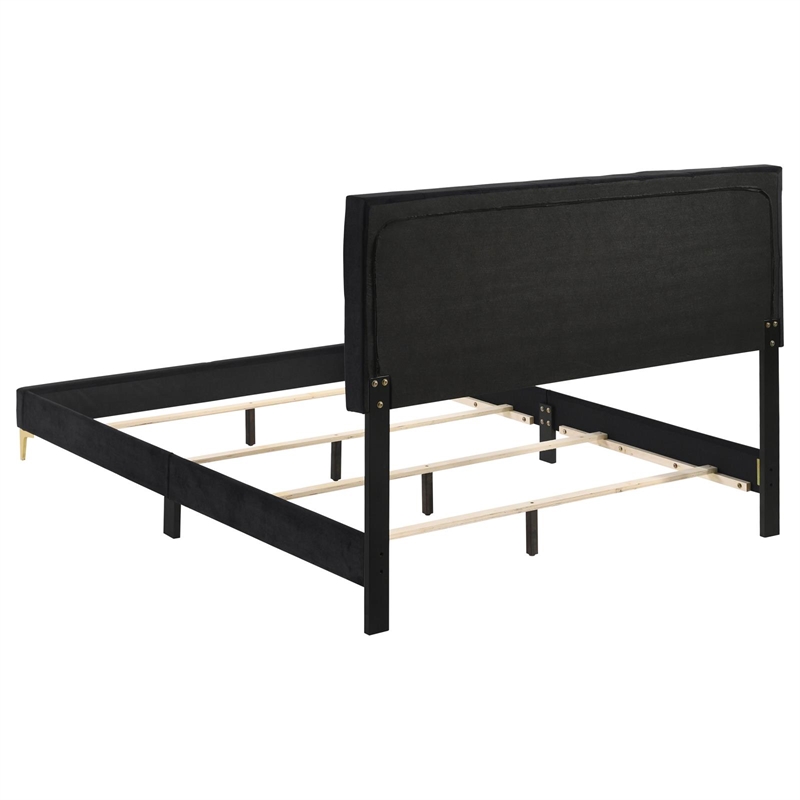 Pemberly Row 4-Piece Queen Glam Upholstered Bedroom Set in Black