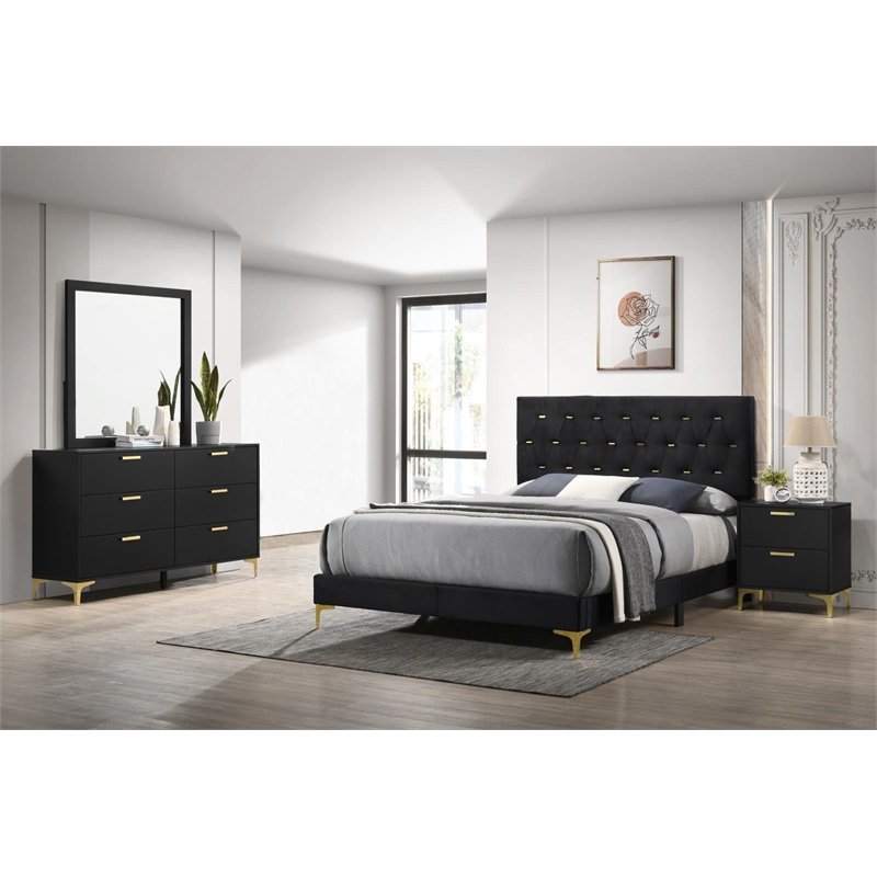 Pemberly Row 4-Piece California King Glam Bedroom Set in Black