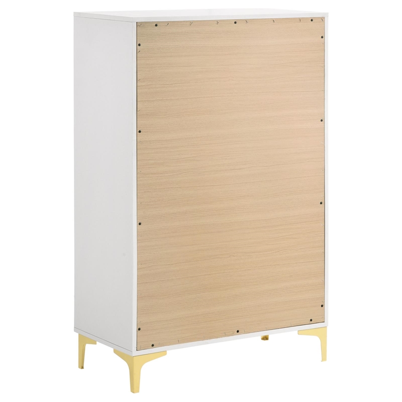 Pemberly Row 5-Piece Eastern King Glam Bedroom Set in White Finish