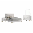 Pemberly Row 4-Piece Queen Glam Upholstered Bedroom Set in White