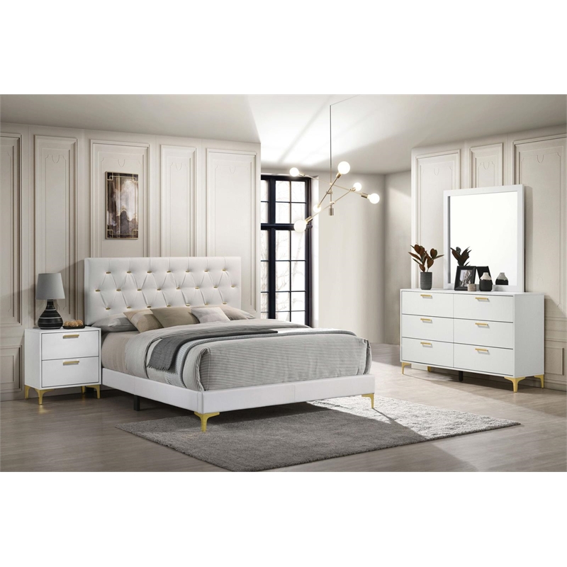 Pemberly Row 4-Piece California King Glam Bedroom Set in White
