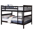 Pemberly Row Wood Slatted Full Over Full Bunk Bed in Black Finish