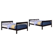 Pemberly Row Wood Slatted Full Over Full Bunk Bed in Black Finish