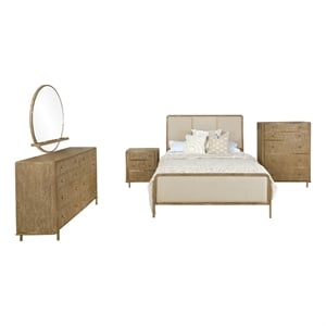 Pemberly Row 5-Piece Eastern King Bedroom Set in Cream and Sand Wash