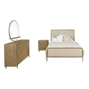 Pemberly Row 4-Piece Queen Bedroom Set in Cream and Sand Wash