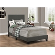 Pemberly Row Nailhead Upholstered Twin Panel Bed in Charcoal