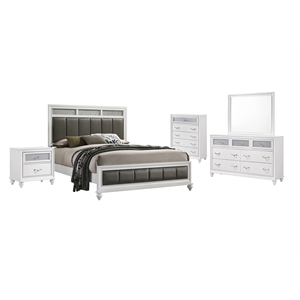 Pemberly Row 5-Piece California King Crystal Bedroom Set in White