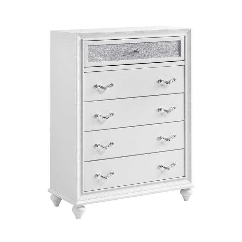 Pemberly Row 5-Piece California King Crystal Bedroom Set in White