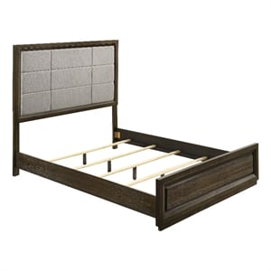 Pemberly Row 63-Inch Wood Queen Panel Bed in Dark Oak and Gray