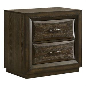 Pemberly Row 2-Drawer Wood Nightstand Bedside Table in Dark Oak