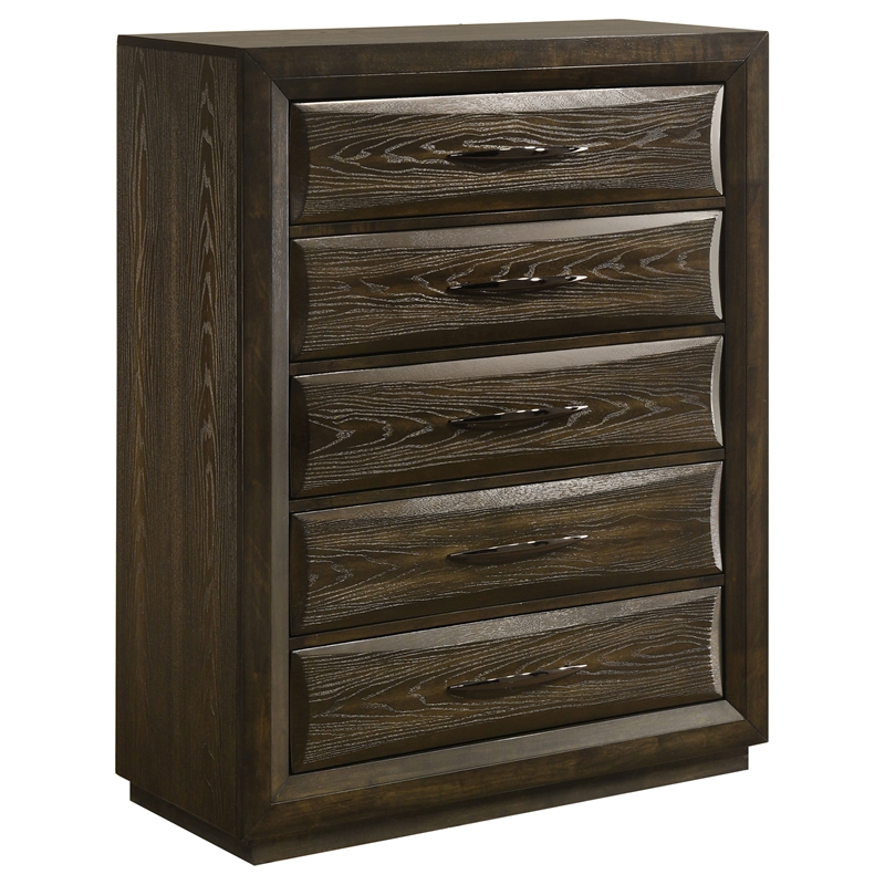 Pemberly Row 5-Piece Eastern King Bedroom Set in Dark Oak and Gray