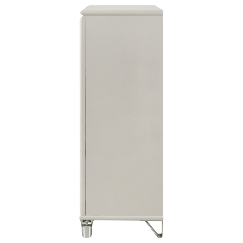 Pemberly Row 5-Drawer Diamond Star Bedroom Chest in Pearl White