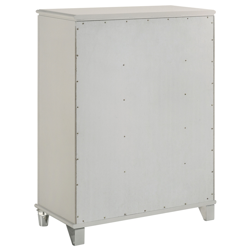 Pemberly Row 5-Drawer Diamond Star Bedroom Chest in Pearl White