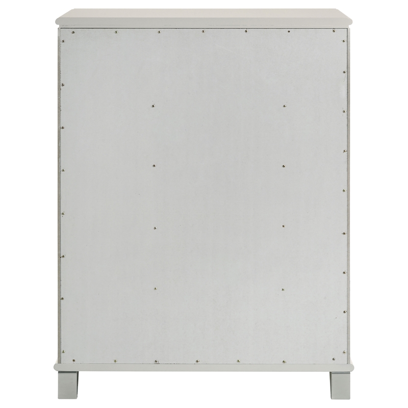 Pemberly Row 5-Drawer Diamond Star Bedroom Chest in Pearl White