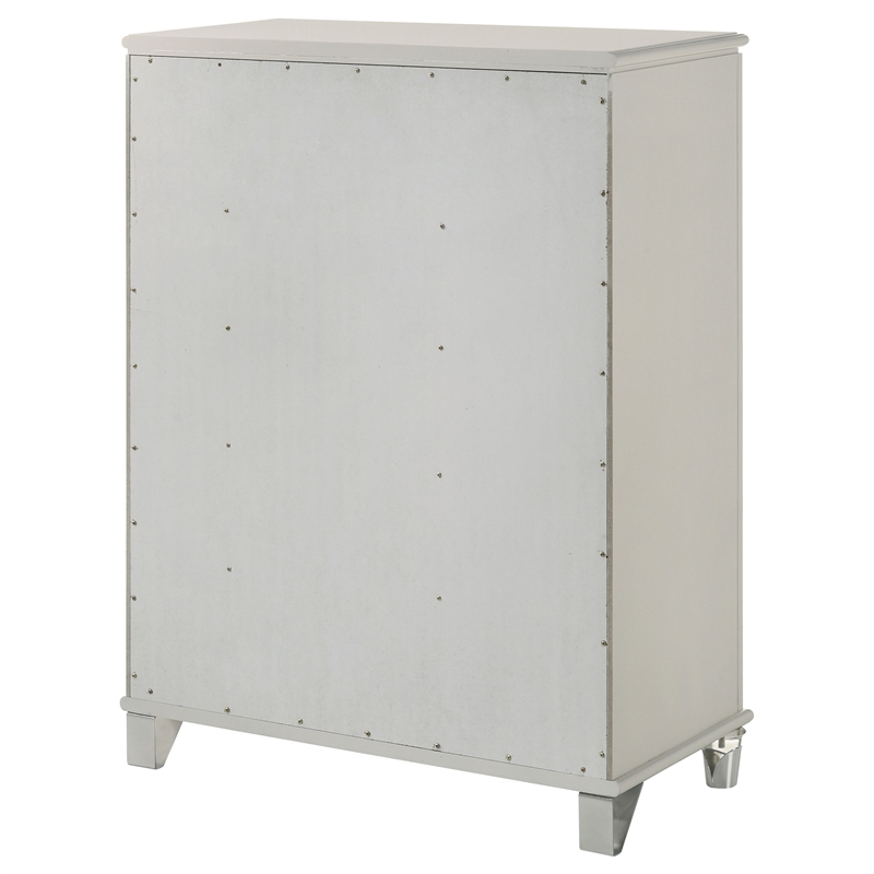 Pemberly Row 5-Drawer Diamond Star Bedroom Chest in Pearl White