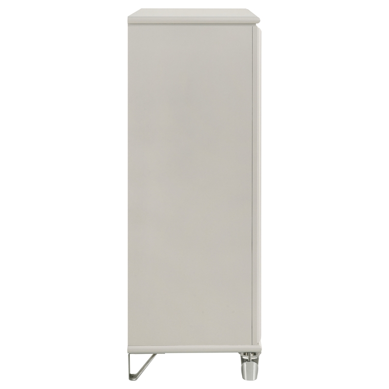 Pemberly Row 5-Drawer Diamond Star Bedroom Chest in Pearl White