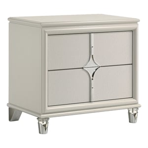 Pemberly Row 2-Drawer Diamond Star Nightstand in Pearl White