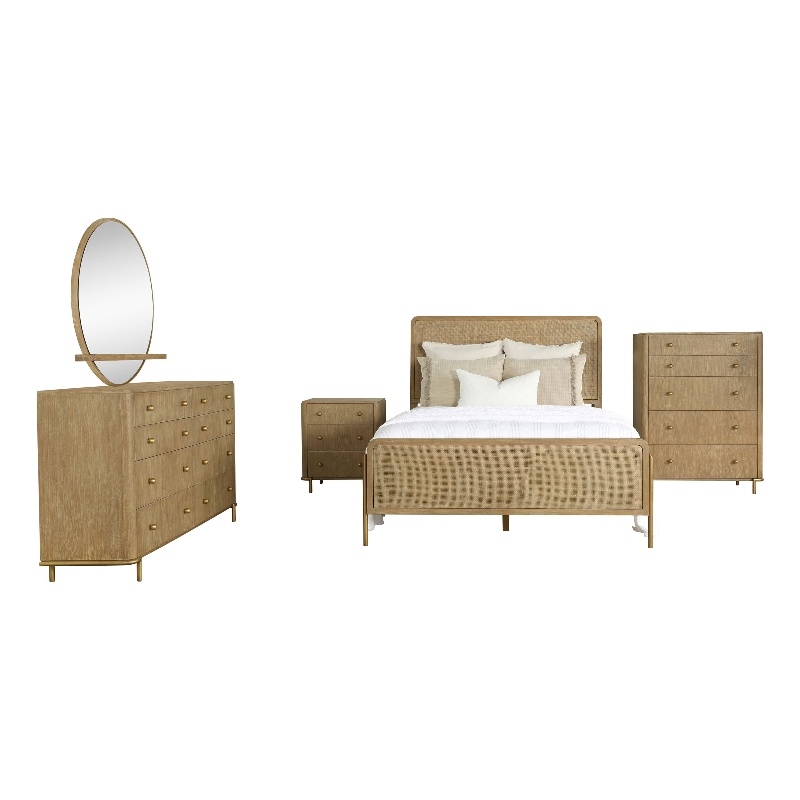 Pemberly Row 5-Piece California King Cane Bedroom Set in Sand Wash