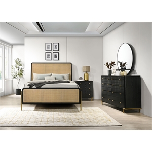 Pemberly Row 4-Piece Eastern King Rattan Set in Black and Natural