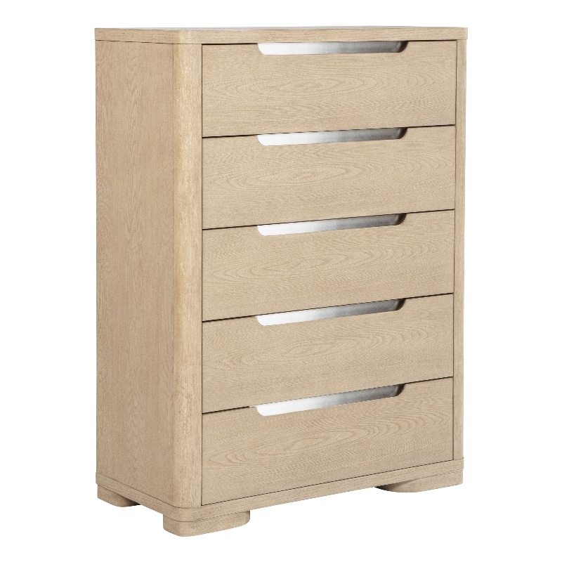 Pemberly Row Contemporary 5-Drawer Chest of Drawers in Light Elm
