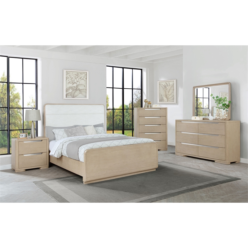 Pemberly Row 5-Piece Eastern King Bedroom Set in Light Elm Finish