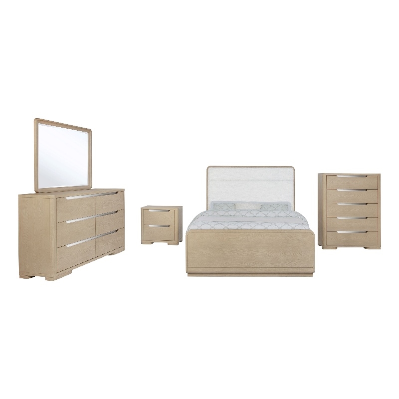 Pemberly Row 5-Piece Eastern King Bedroom Set in Light Elm Finish