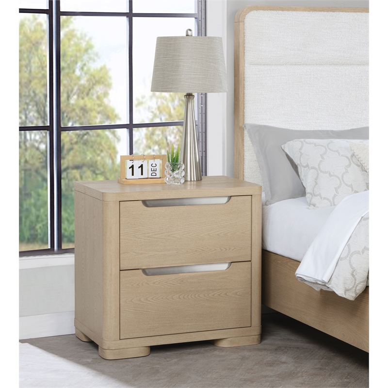 Pemberly Row 2-Drawer Nightstand Bedside Table in Light Elm Finish