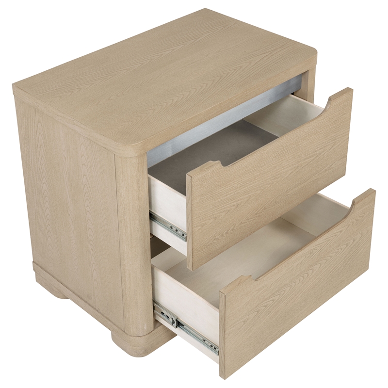 Pemberly Row 2-Drawer Nightstand Bedside Table in Light Elm Finish