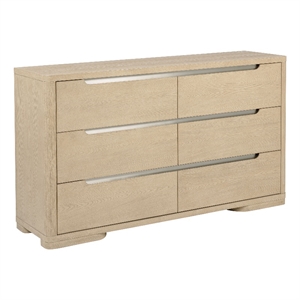 Pemberly Row Contemporary 6-Drawer Bedroom Dresser in Light Elm