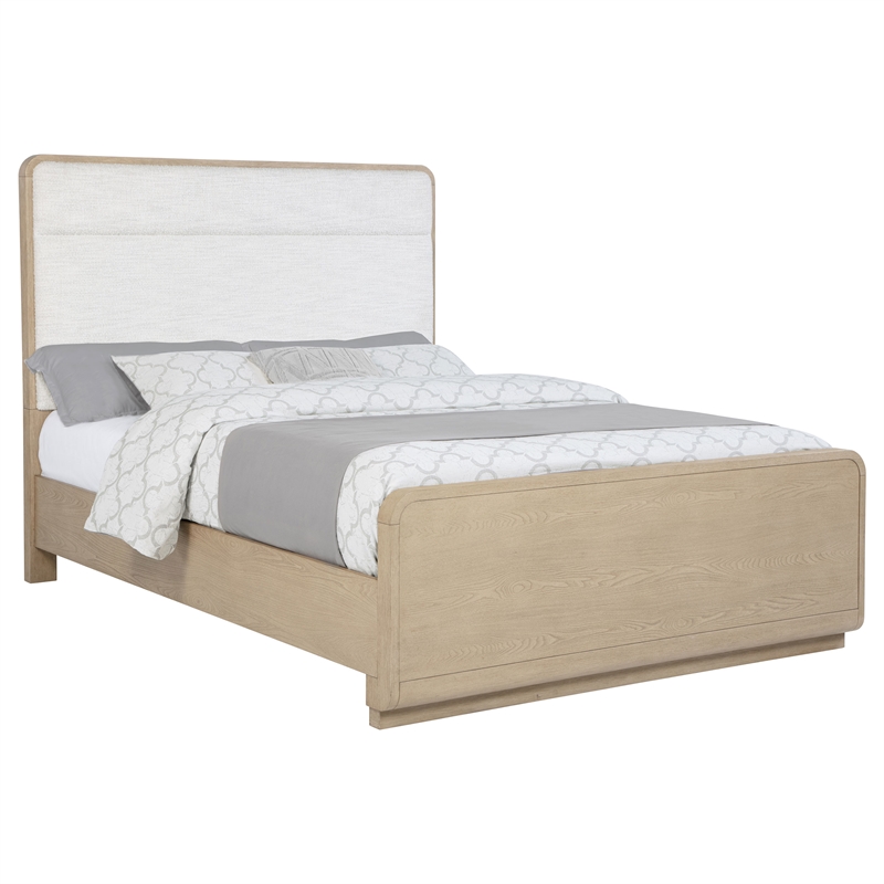 Pemberly Row 56-Inch California King Boucle Panel Bed in Light Elm