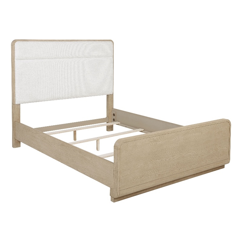 Pemberly Row 56-Inch California King Boucle Panel Bed in Light Elm