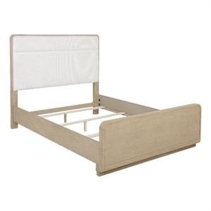 Pemberly Row 56-Inch California King Boucle Panel Bed in Light Elm