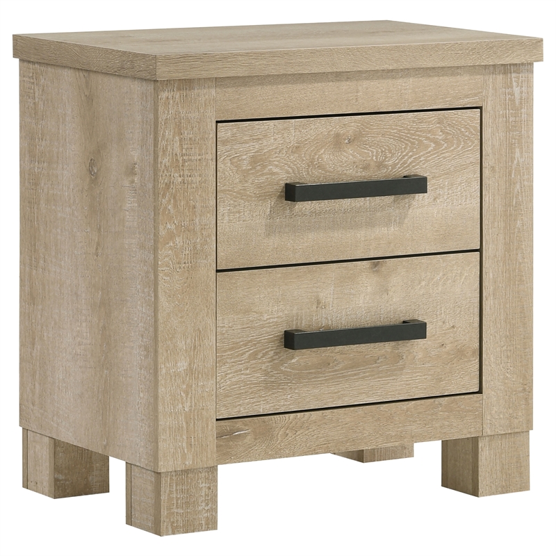 Pemberly Row 2-Drawer Nightstand Bedside Table in Weathered Oak