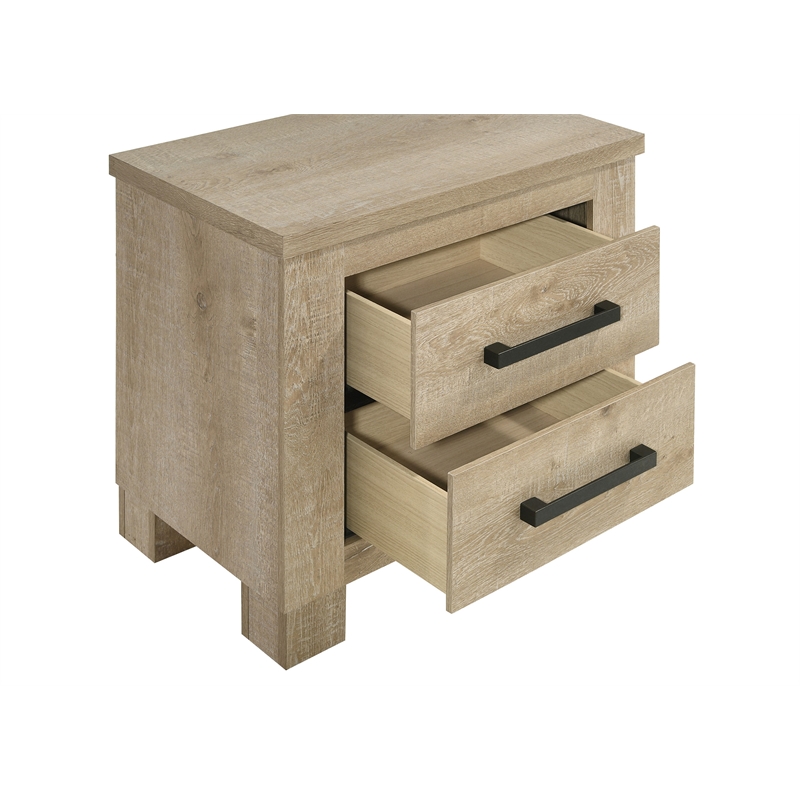 Pemberly Row 2-Drawer Nightstand Bedside Table in Weathered Oak