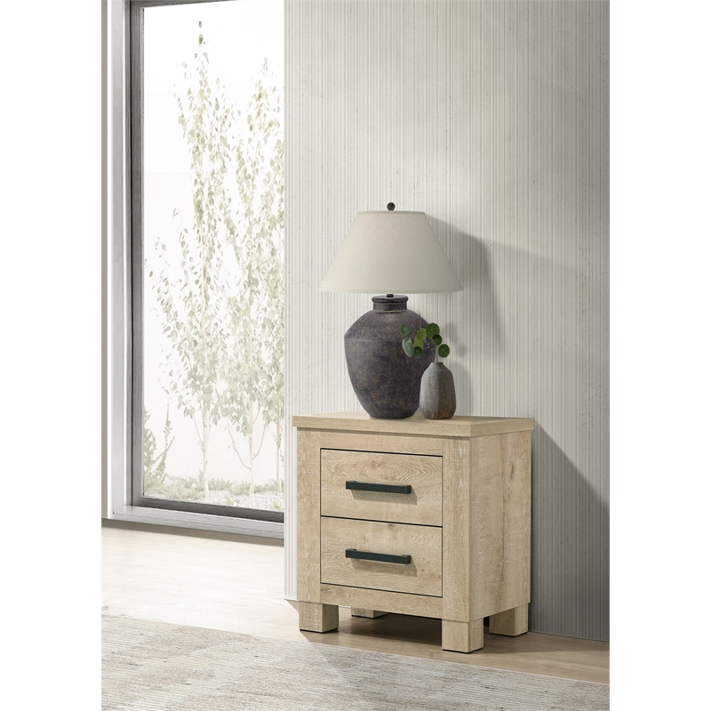 Pemberly Row 2-Drawer Nightstand Bedside Table in Weathered Oak