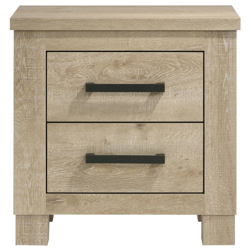 Pemberly Row 2-Drawer Nightstand Bedside Table in Weathered Oak