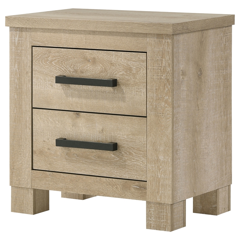 Pemberly Row 2-Drawer Nightstand Bedside Table in Weathered Oak