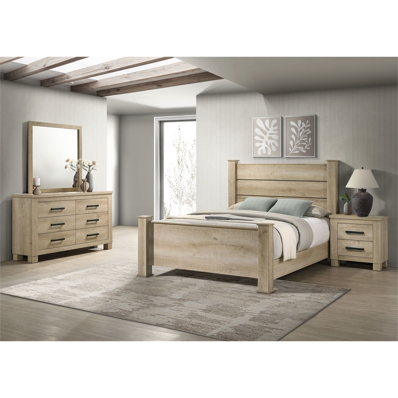 Pemberly Row 4-Piece Eastern King Bedroom Set in Weathered Oak