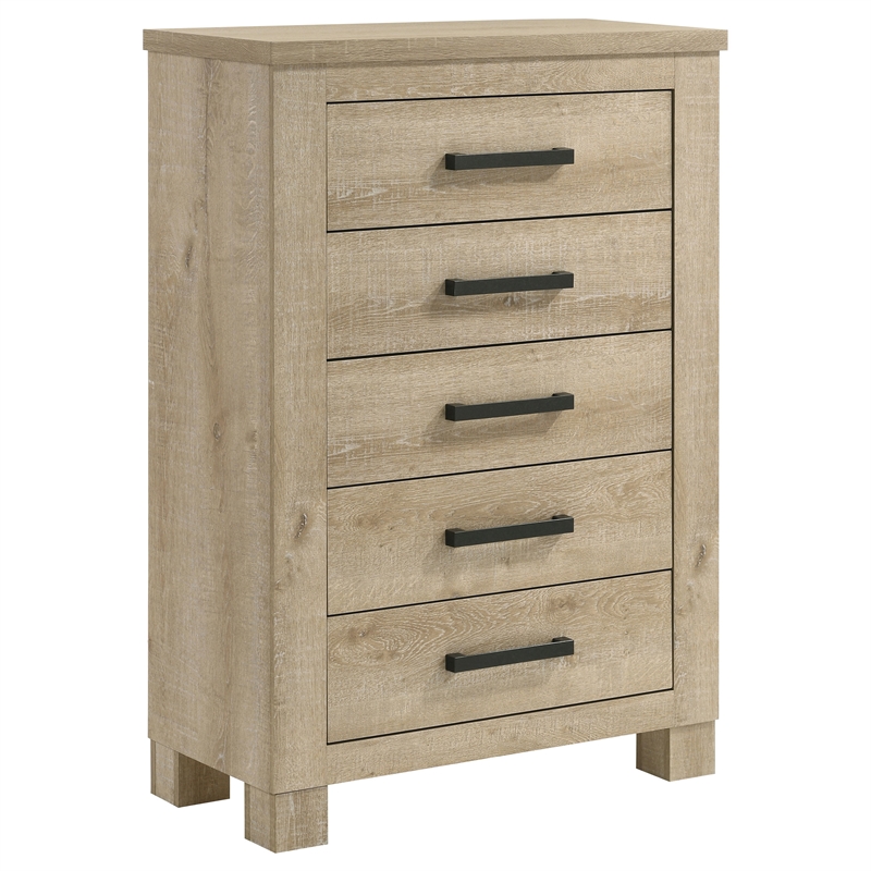 Pemberly Row 5-Piece Eastern King Bedroom Set in Weathered Oak
