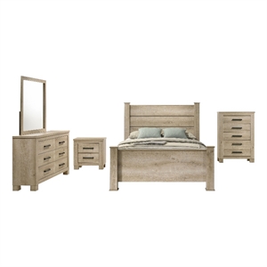 Pemberly Row 5-Piece Eastern King Bedroom Set in Weathered Oak