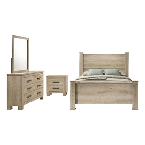 Pemberly Row 4-Piece California King Bedroom Set in Weathered Oak