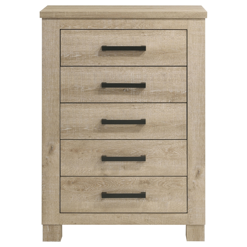 Pemberly Row 5-Drawer Chest of Drawers in Weathered Oak Finish
