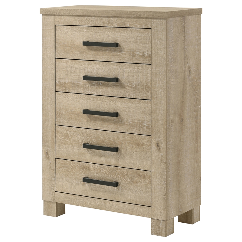 Pemberly Row 5-Drawer Chest of Drawers in Weathered Oak Finish